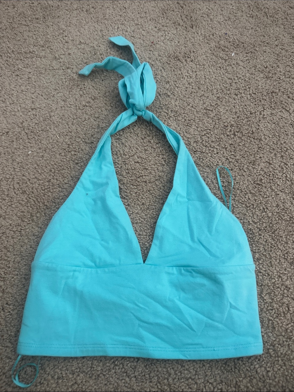 Aqua Halter Crop Bikini Top Garage